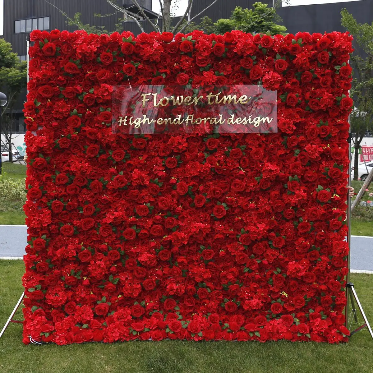 Factory Direct Sales, Red Simulation Cloth Bottom Flower Wall Background Wall, Wedding Decoration Props, Outdoor Exhibition