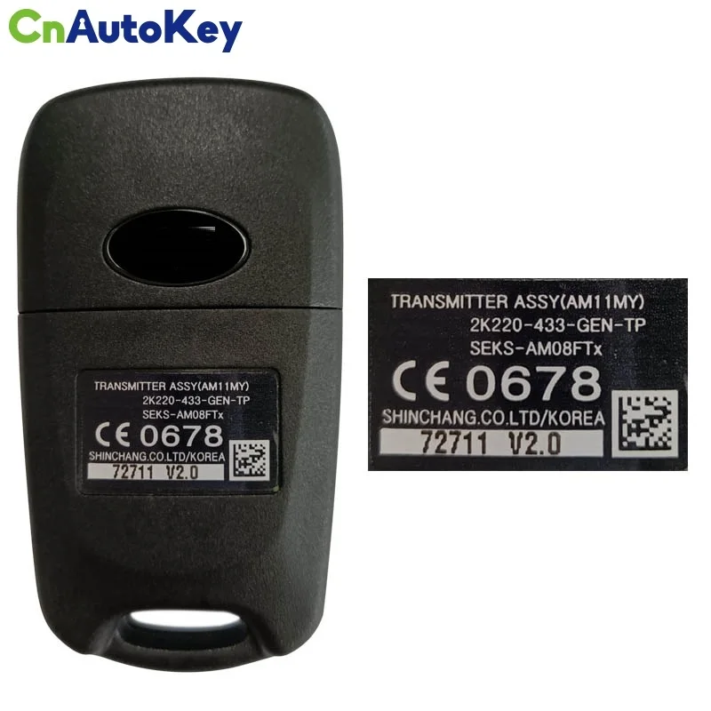 CN051141 Genuine PN 95430-2K220 95430-2K331 95430-2K330 For Kia Soul 2010+ Flip Remote 3 Buttons SEKS-AM08FTX PCF7936 433MHz