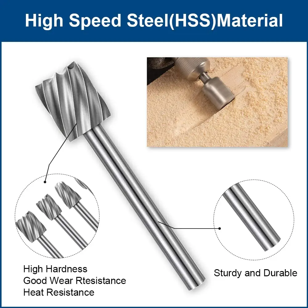 New 10pc HSS Woodwork Rotary File Handmade DIY Electric Grind and Grinding Head Engrave Mill Cutter Natural Color Drill Bit Set