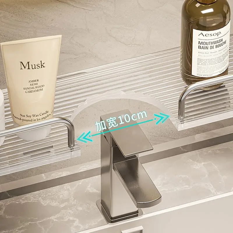 Bathroom Mirror Front Shelf Non-punched Wall Mounted Bathroom Toilet Wash Station Bathroom Faucet Storage Shelf Accessories