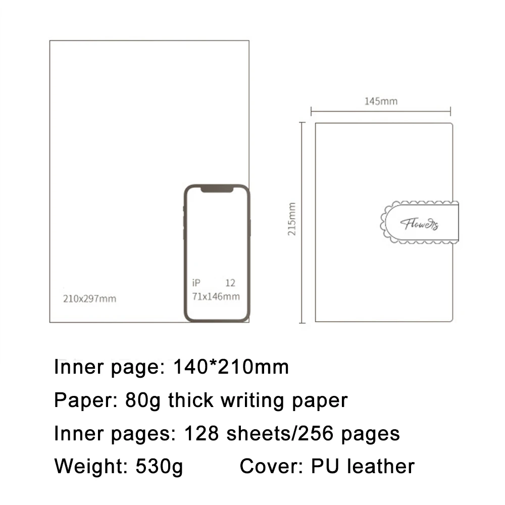 (Free Logo Engraving) A5 Girl's Solid Color Notebook, Work Notepad, Business Meeting Minutes, Student Diary, Excerpt, Travel log