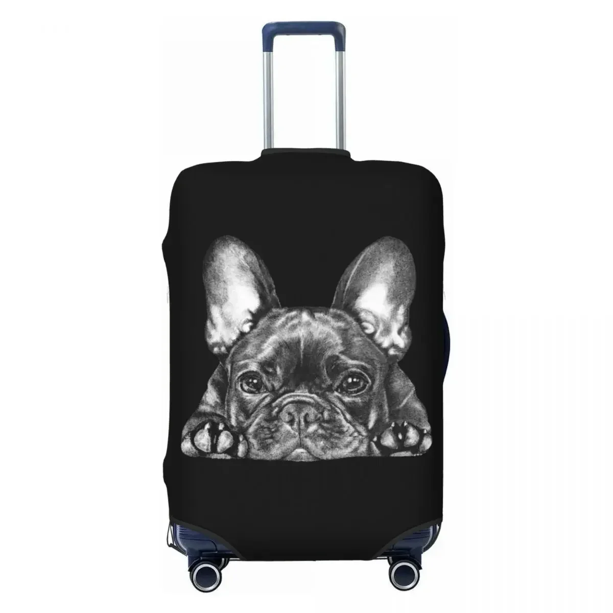 Custom Frenchie Dog French Bulldog Travel Luggage Cover Dust Proof Suitcase Cover Protector Fit 18-32 Inch