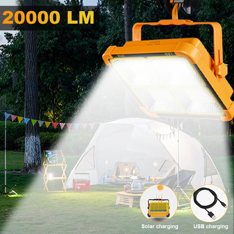 Z40 12500mAH USB Rechargeable Solar Outdoor Light 1000W LED Camping Solar Light with Magnet Portable Waterproof Tent Lamp 4 Mode