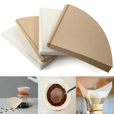 Papier filtre à café en forme de V, papier goutte à goutte en pâte de bois, cône V60-01, sac passoire à café, accessoires pour infuseur à thé expresso, 100 pièces
