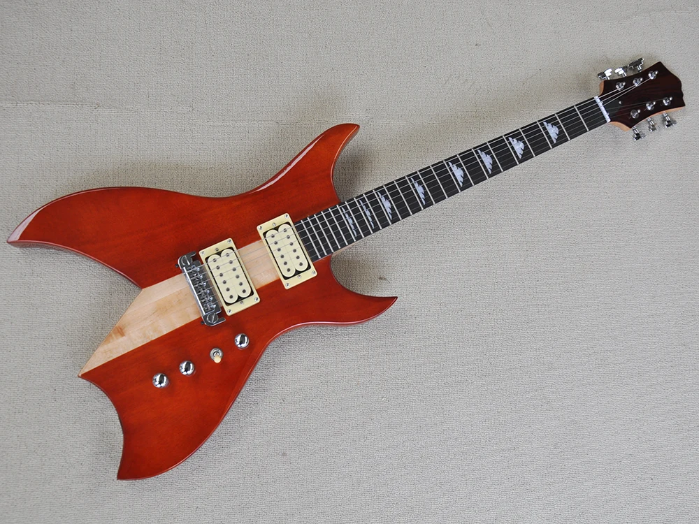 Red Neck-thru-body Electric Guitar with Humbuckers,Rosewood Fretboard,24 Frets,Customizable