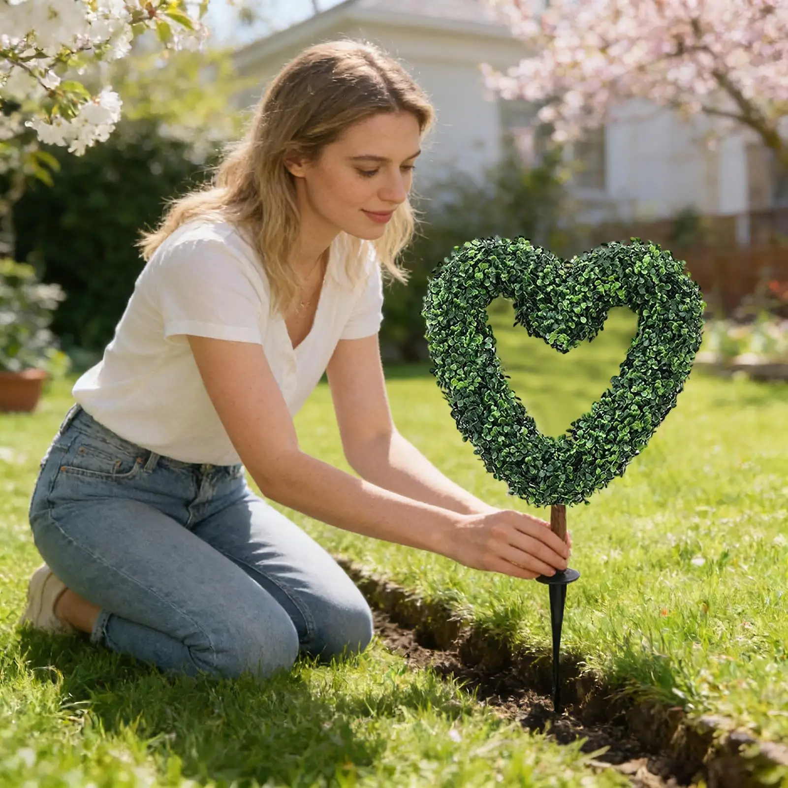 

Искусственное растение в форме сердца для улицы на День святого Валентина, декоративное растение в горшке в форме сердца, сферический цветочный горшок в форме сердца