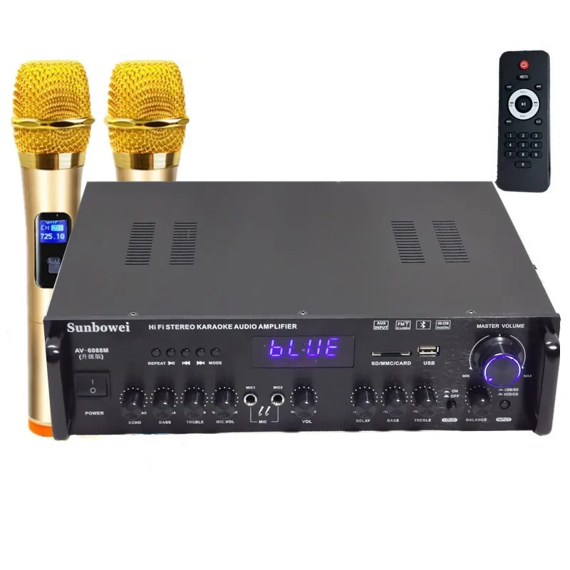 

C5198 A1941 Tube AV-6088M 2.1 Channel Remote Control LED Screen Bluetooth USB SD Card FM Radio karaoke Home Audio Amplifier