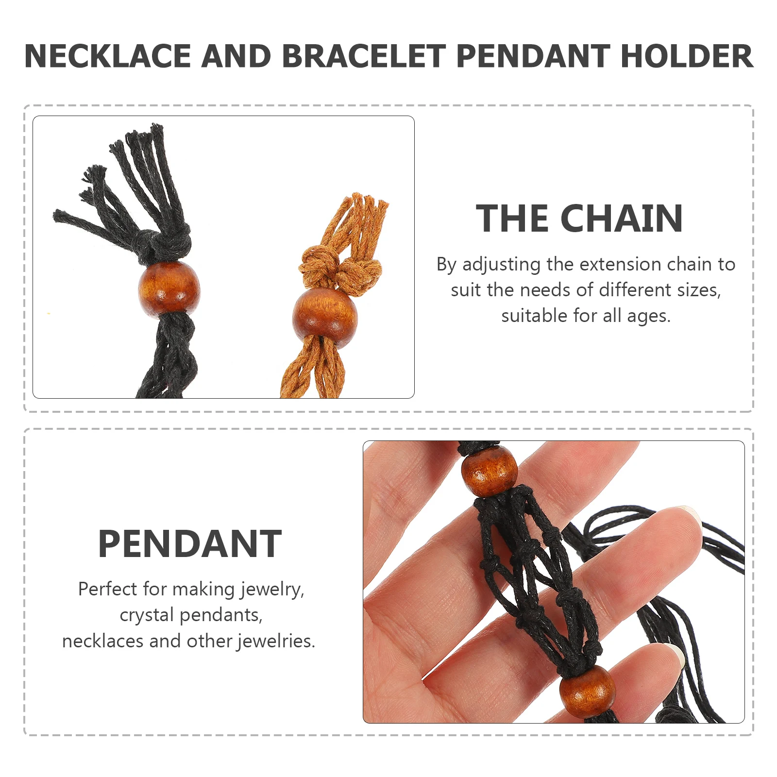 

1 Set Retro Woven Necklace Cord Bracelet Pendant Net Bag Natural Stone Jewelry Making Accessory Vintage Style Holder For Crystal