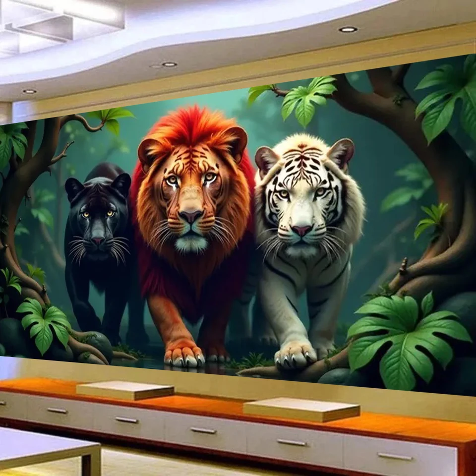 5D Diamant Malerei Dschungel Tiere Leopard Tiger Löwe Landschaft Diy Diamant Mosaik Mosaik Kunst Große Home Dekoration Strass