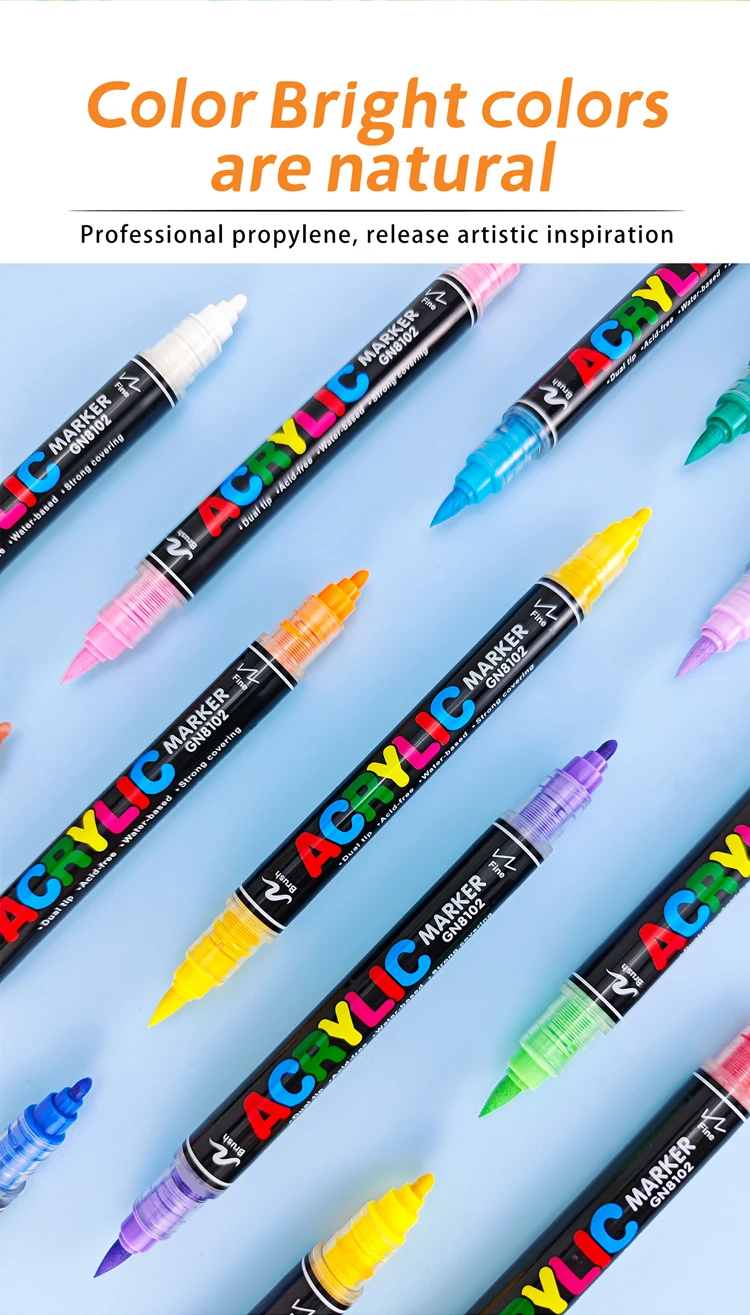 أقلام تحديد أكريليك ذات طرف مزدوج 36/60/84 لونًا لكتب التلوين، فن لعلامات رسم معدنية من الحجر الزجاجي