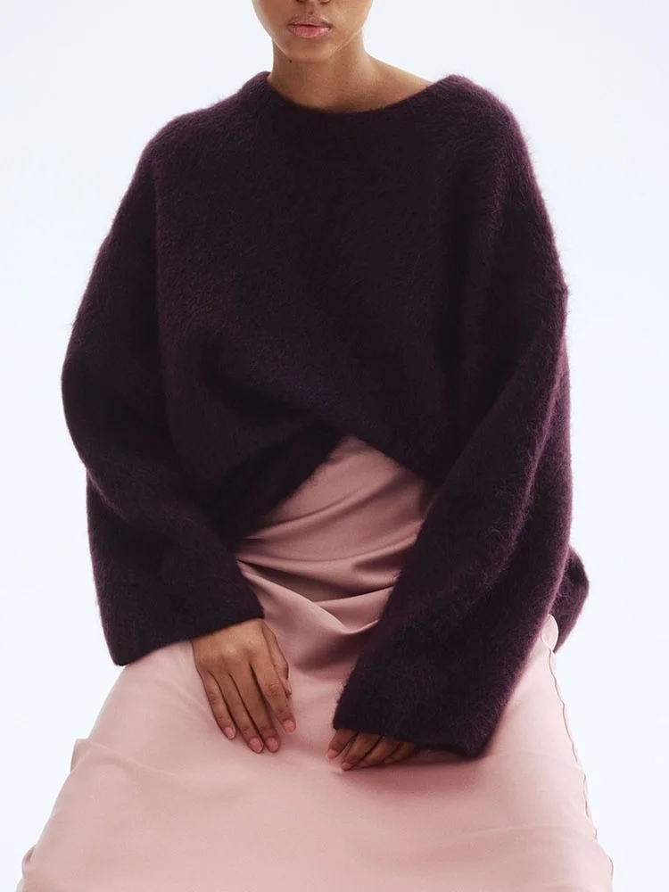 

Sweet Sle Warm Loose Women's Knitted Sweater New Arrival Fall Season Versatile Comfortable Breathable Girls' round Ne Pul...