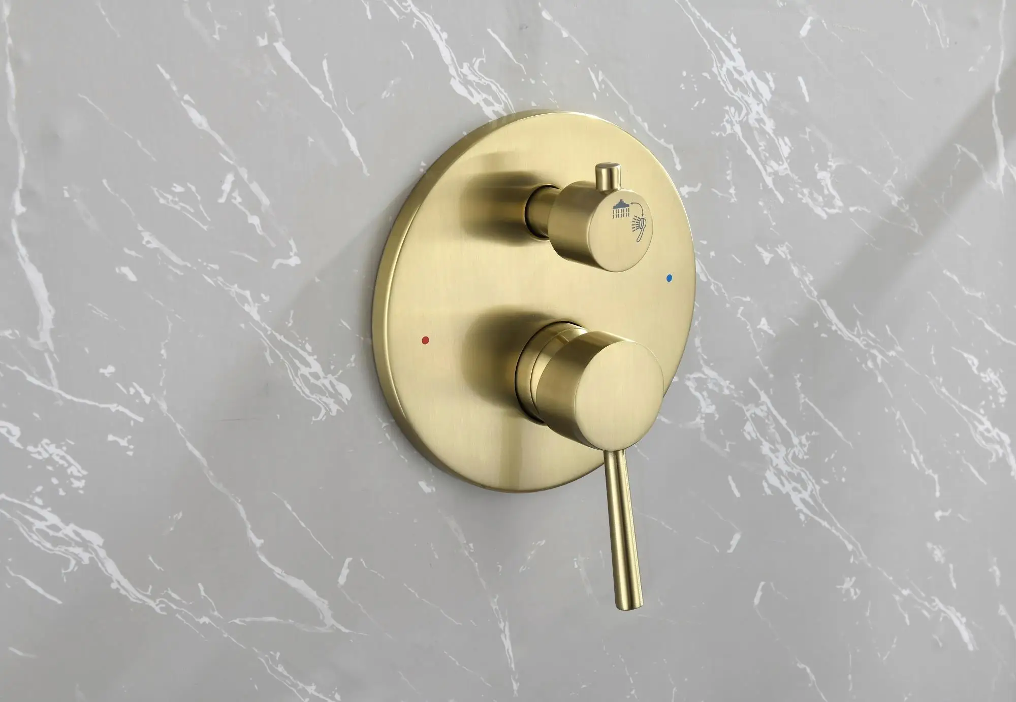 Brushed Gold Shower System - Wall Mounted Faucet Set with 10 Rain Shower Head & Handheld, High Pressure 2-Way Kit