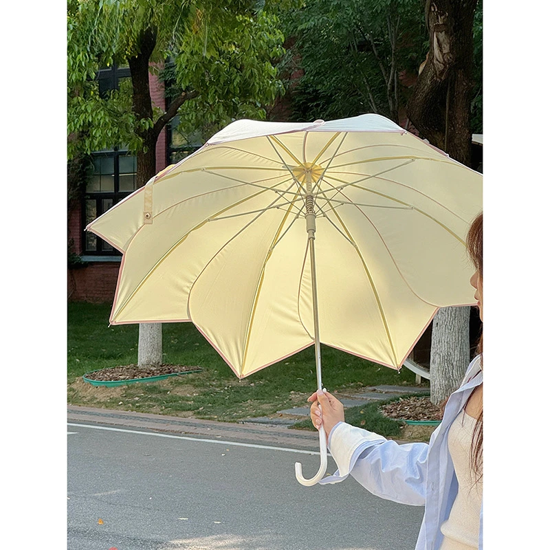 

Модный зонт с длинной ручкой и цветочным принтом, ветрозащитный, большой, с защитой от УФ-лучей, для солнца и дождя