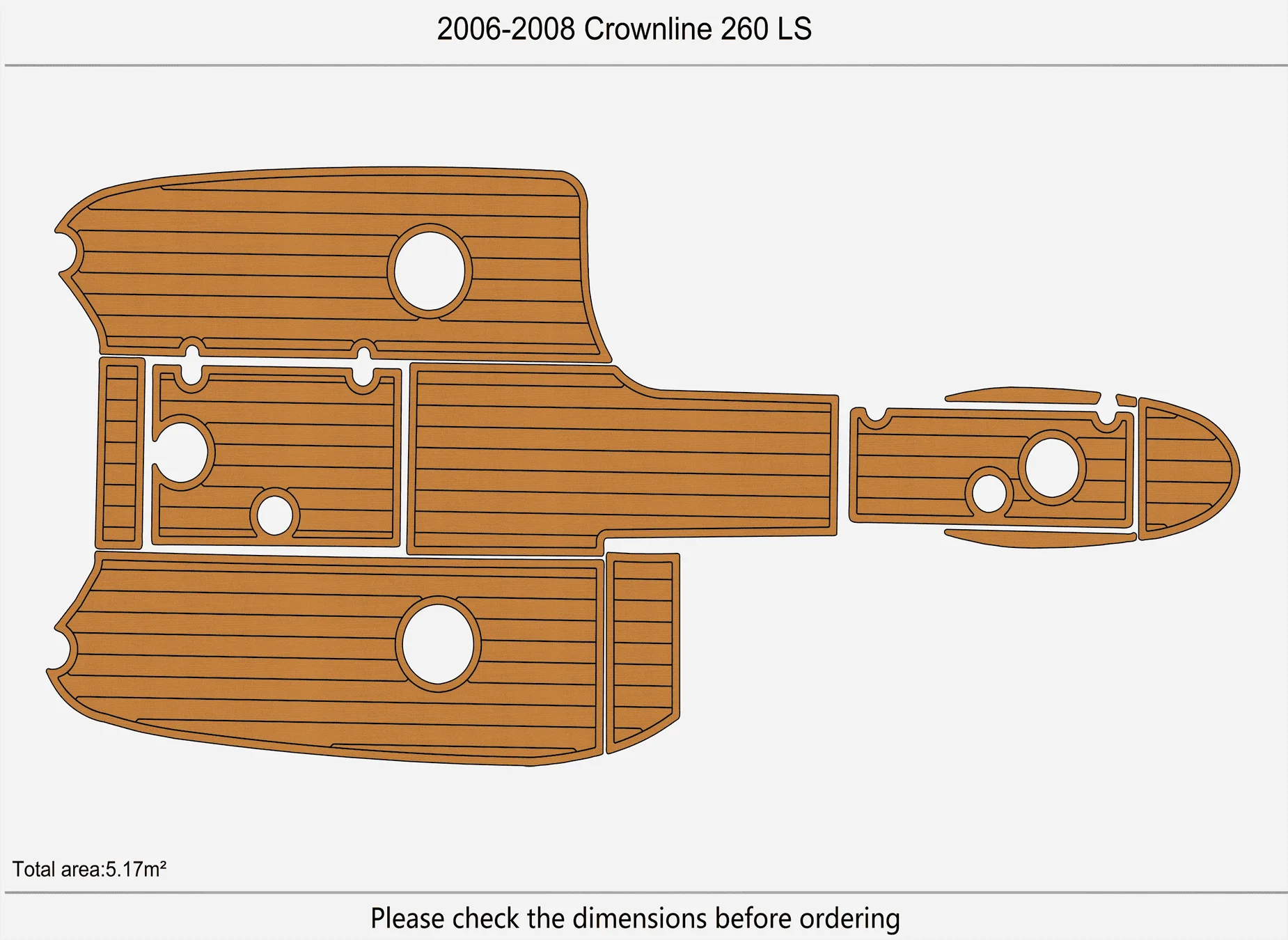 

2006-2008 Crownline 260 LS 1/4" 6mm EVA foam Non-Slip PVC Teak Decking marine Mat seadek gatorstep carpet Marine Floor