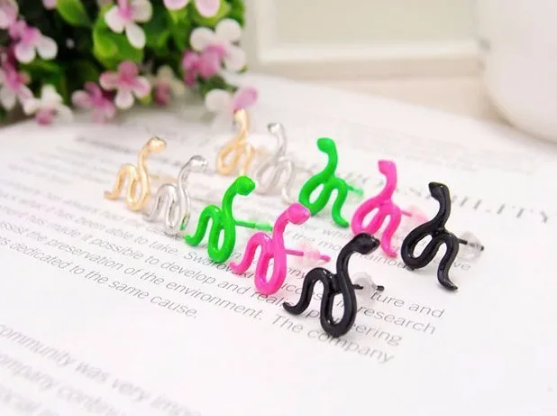 2024 New Fashionable Women Earrings Fluorescent Color Cross Stud Earrings Candy Colors Snake Earrings