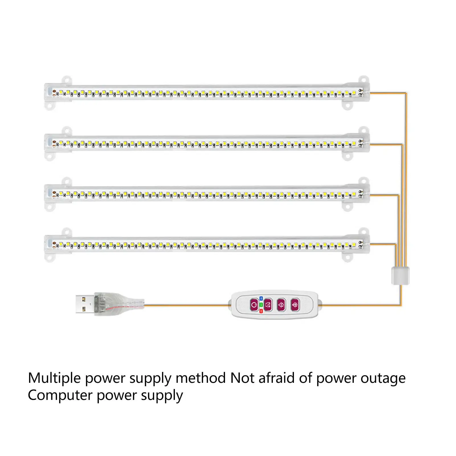 4-Head USB Plug Dimmable Plant Grow Light w/ Timer - Full Spectrum LED for indoor Succulent Growth