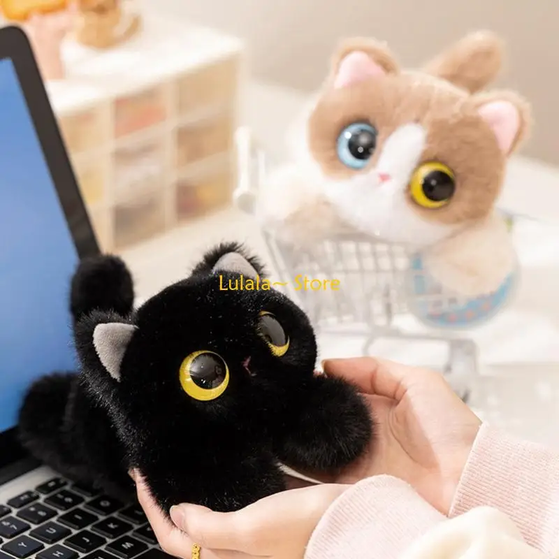 Y4QA Soft Cats Doll with Lying Pose Stuffed Animal Comfort Doll For Adult Cuddling And Nursery Room Office Desk Decoration