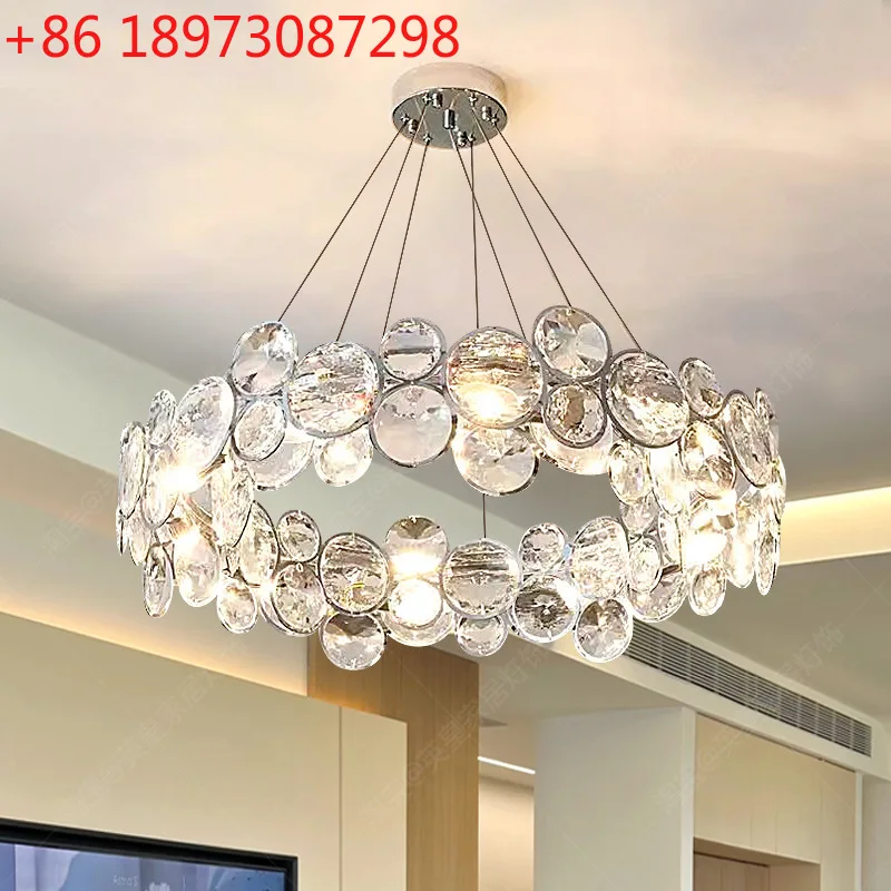 

Light luxury Italian living room crystal chandelier for guests dining room master bedroom round light