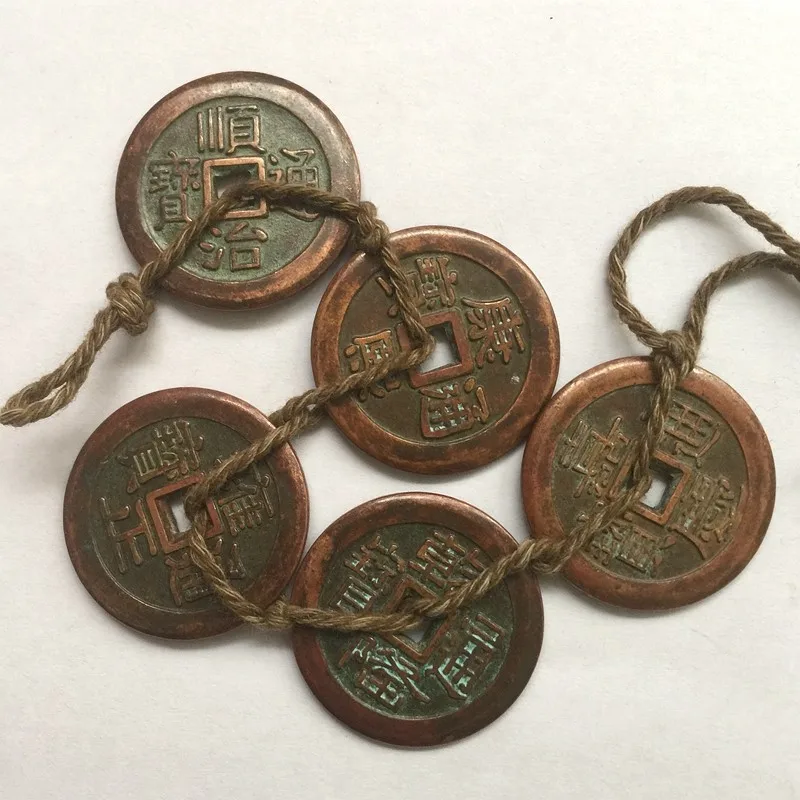 China Collect Antique Decor Coins Five Emperors of the Qing Dynasty Red Copper Five Emperors Decor Coins Modern Handicraft