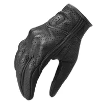 Retro Motorcycle Gloves Breathable Leather Guantes Moto Men Motocross Gloves Touch Screen Luvas Da Motocicleta Black