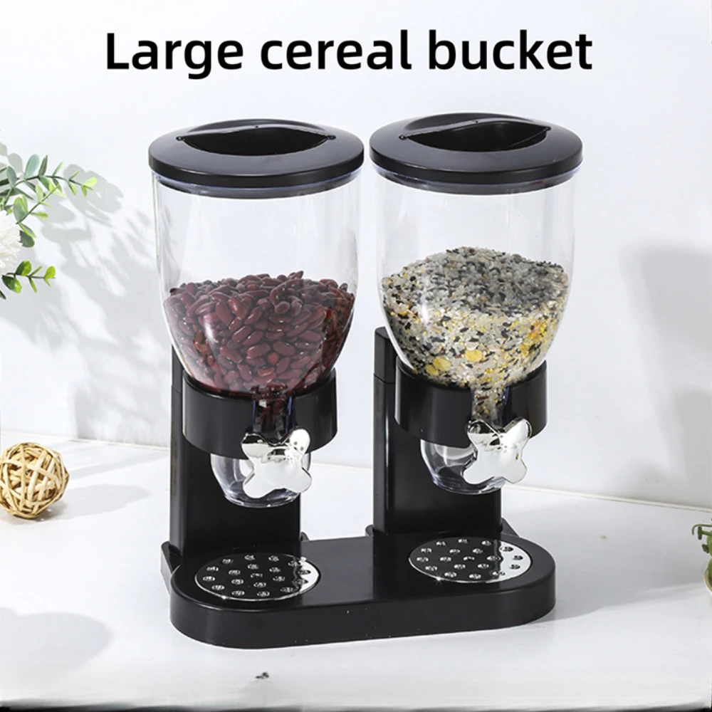 Cereal Dispenser  Food Storage Single/Double Barrel Tank Separator Applicable To Household Multi-function Kitchen Cereal Jars