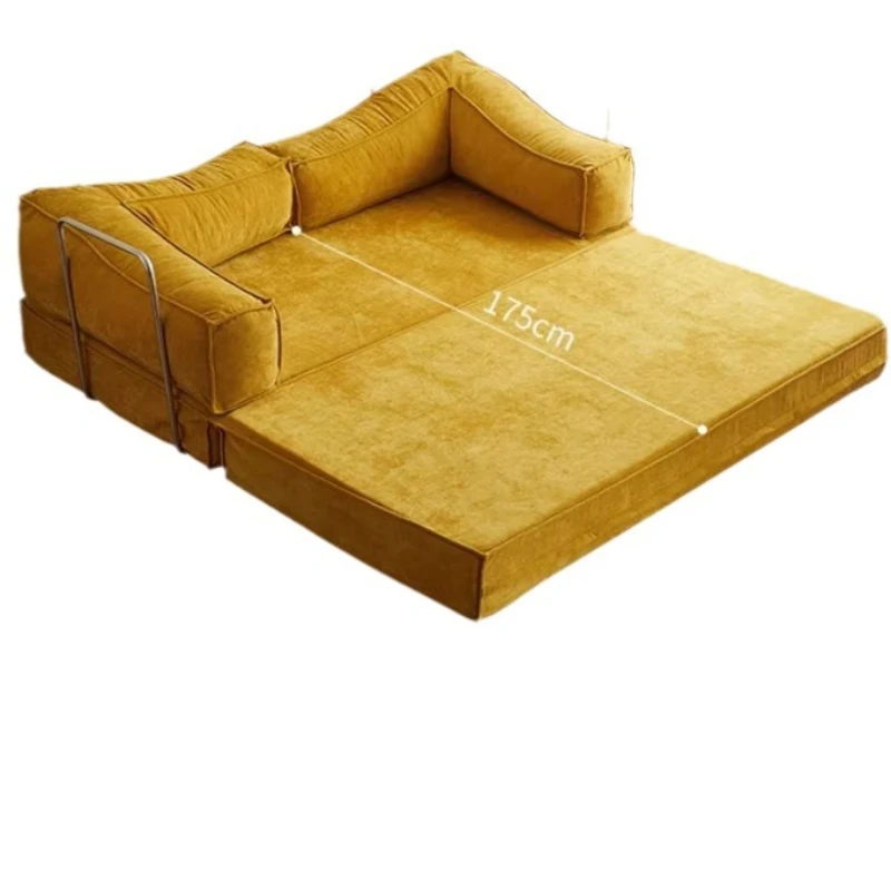 

Fabric sofa living room straight row American double triple folding dual-purpose sofa bed small apartment retro module