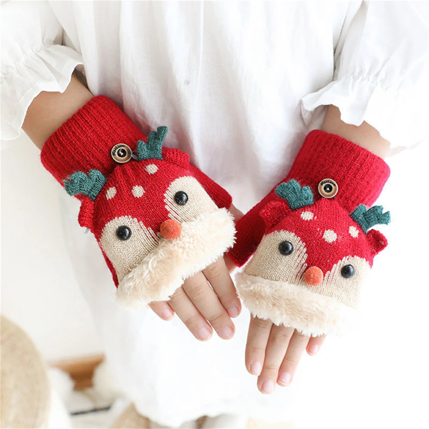 

Children's gloves, half finger, for girls and boys. Winter thickened warmth and windproof gloves for babies aged 3-8