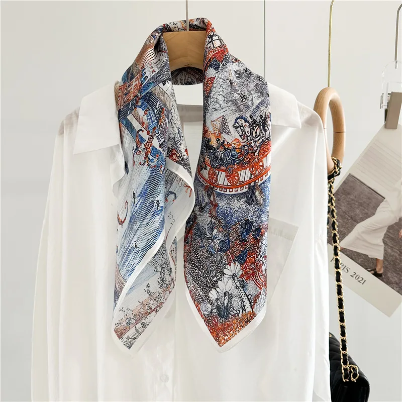 Foulard de luxe en soie de mûrier pour femmes, châles doux, sac de tête et de cou, ceinture Bandana, accessoires cadeau