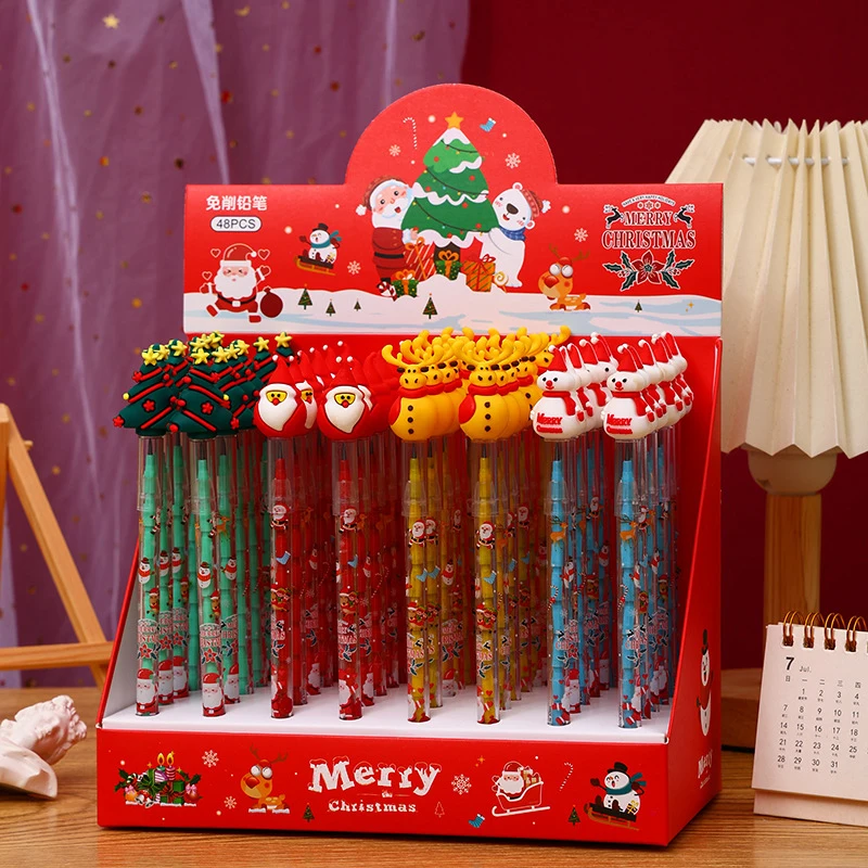 Kawaii Christmas Pencils Cute Christmas Tree Santa Snowman Pencils Stationery Gift School Office Stationary