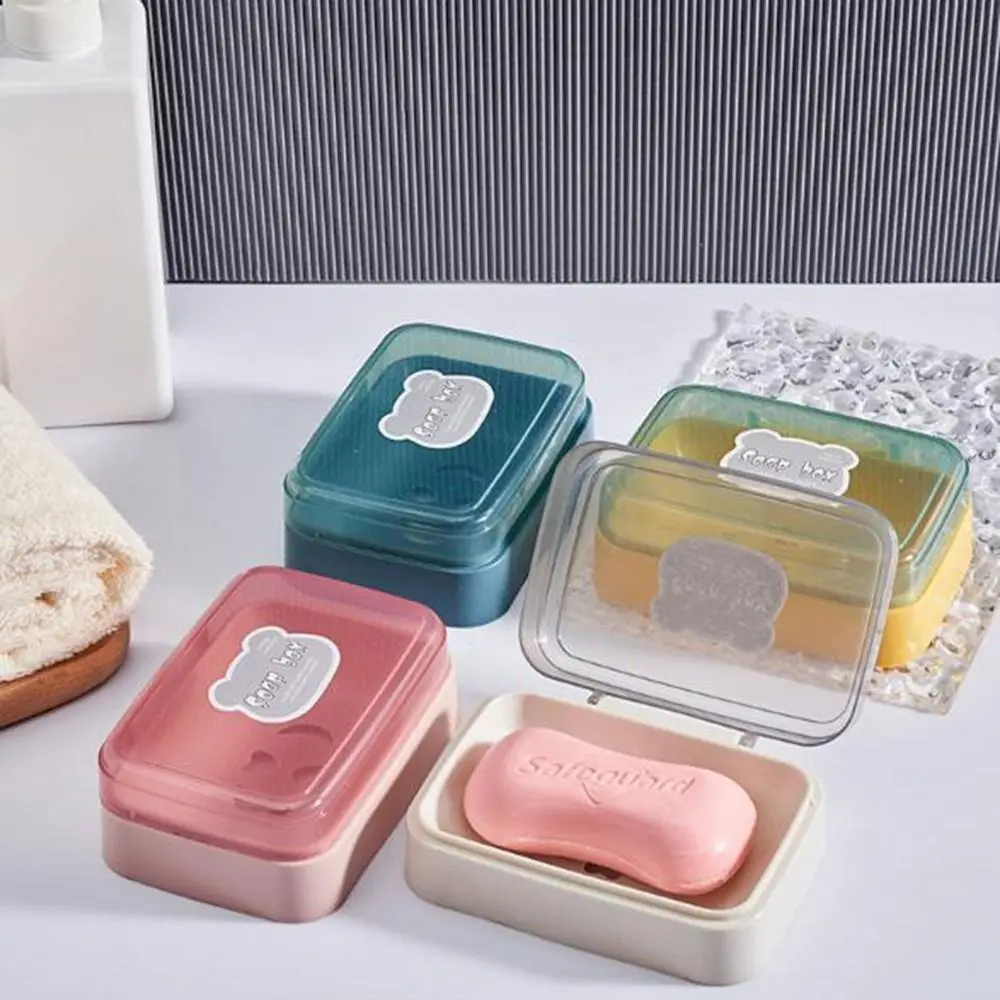 

Soap Tray Plastic Clamshell Soap Box Cartoon Keeps Soap Dry Soap Dish with Lid Waterproof Soap Container Bathroom