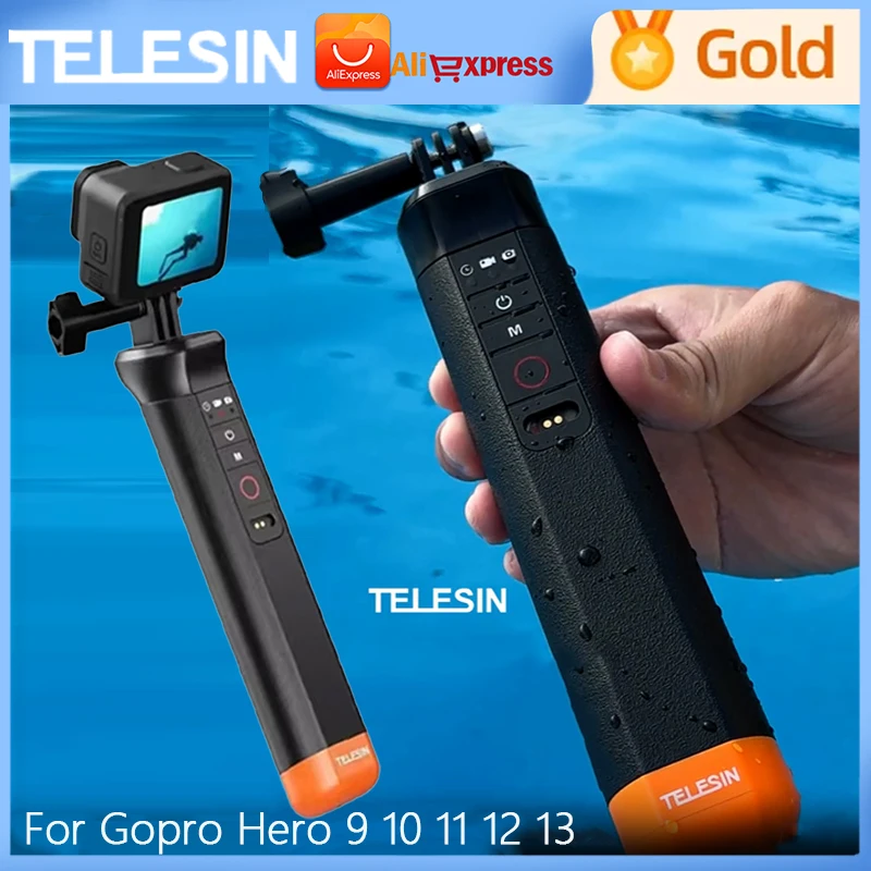 

TELESIN плавучесть-бар, палка для селфи, водонепроницаемая палка для селфи с ремешком на руку, беспроводной пульт дистанционного управления для Gopro Hero 9, 10, 11, 12, 13