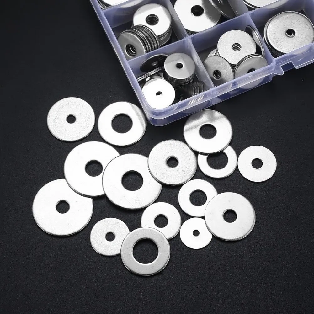 100Pcs/Box 304 Stainless Steel Enlarged Thick Flat Washer Assortment Kit Metric Enlarged Thick Flat Washers For M3-12