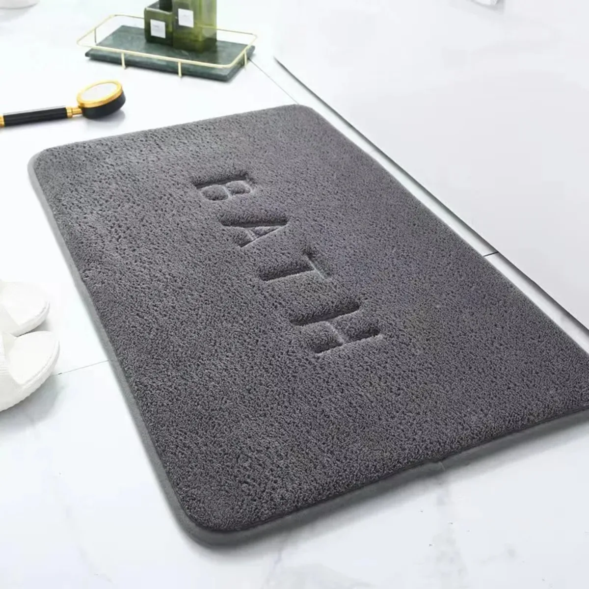 Anti Slip Mat Faux Cashmere Memory Foam Carpet Coral Fleece Super Absorbent Floor Mat for Kitchen Living Room Bathroom Use
