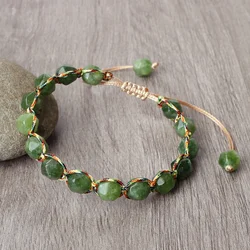 Women Malay Stone Cut Face Bracelet 8mm Yellow Agate Handmade Braided Wristband Vacation Healing Beach Men Fashion Jewelry  Gift