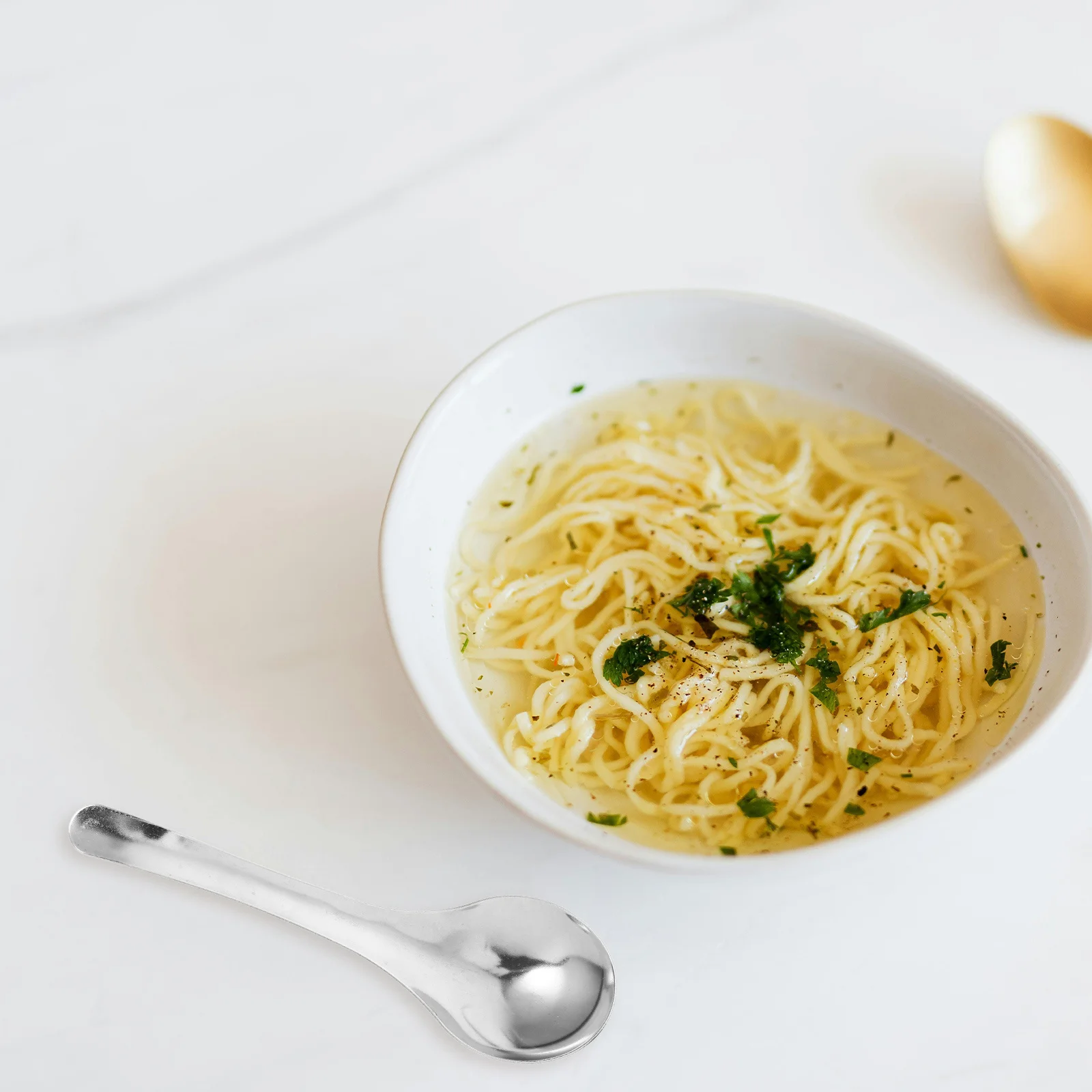 10 Uds. Cucharas de sopa de acero inoxidable 201 diseño elegante y duradero para comidas familiares uso diario apto para lavavajillas Ramen Pho Noodle Coffee