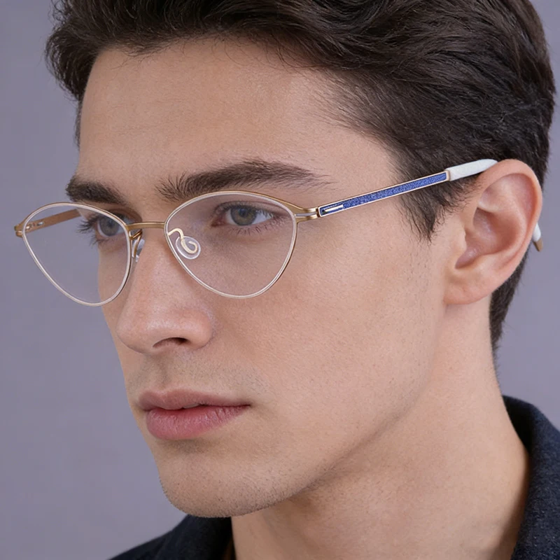 New 2026 Titanium Oval Diamond Legs Glasses Frame Men High Quatity Screwless Ultralight Frame Eyewear Women Thin Rim Eyeglasses