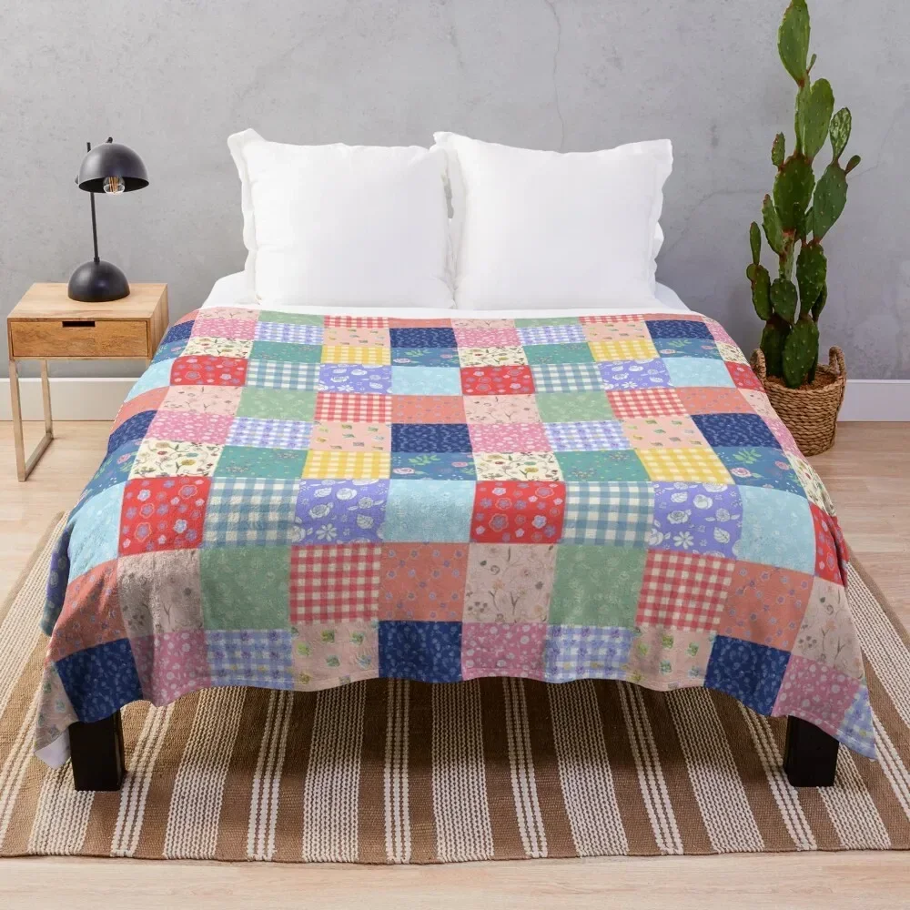 

Happy summer patchwork Throw Blanket Bed Fashionable Soft Quilt Blankets