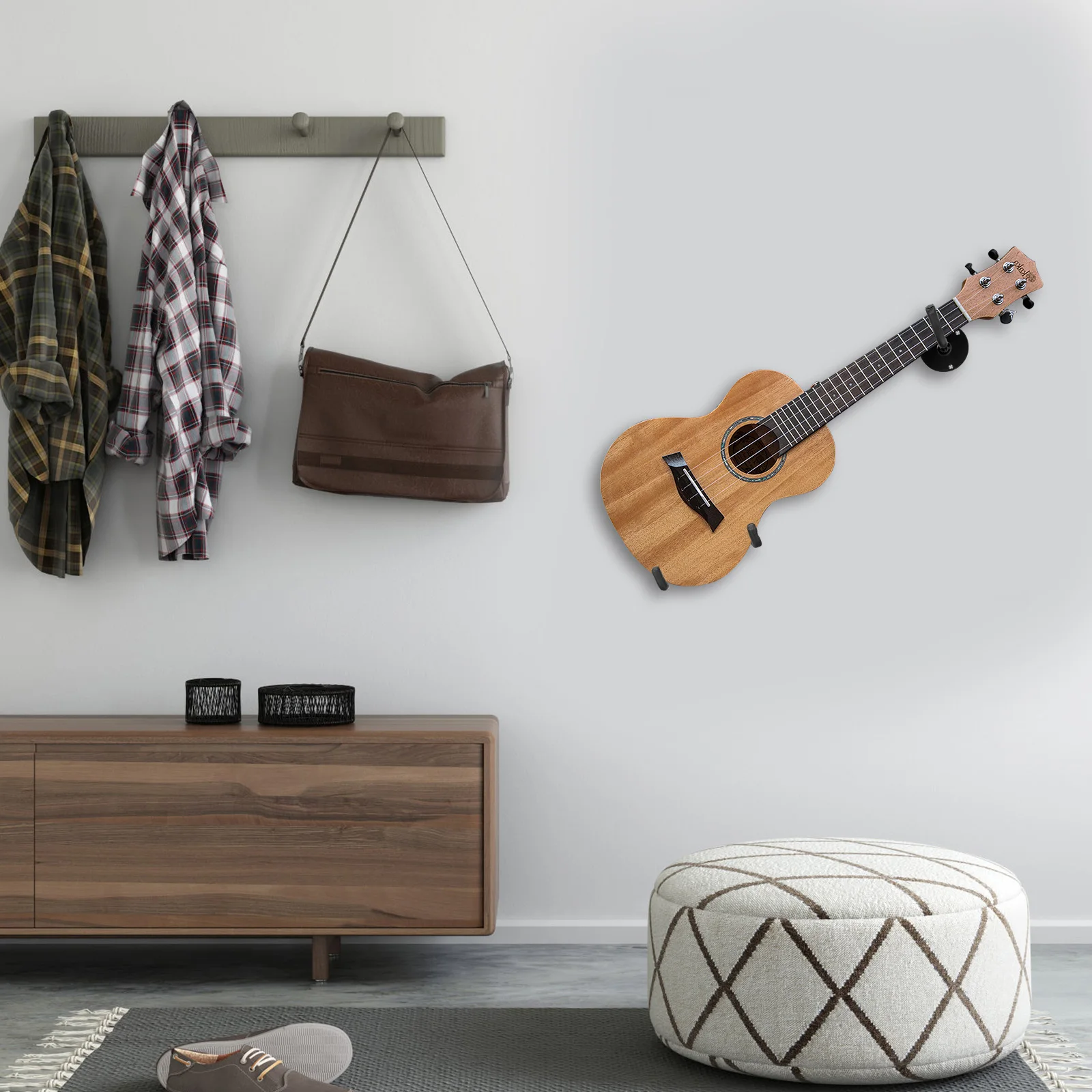 

Guitar Wall Horizontal Hanger Rack Bass Ukulele Hanger Rack Ukulele Holder Black Stand Display Hook Metal Durable Practical