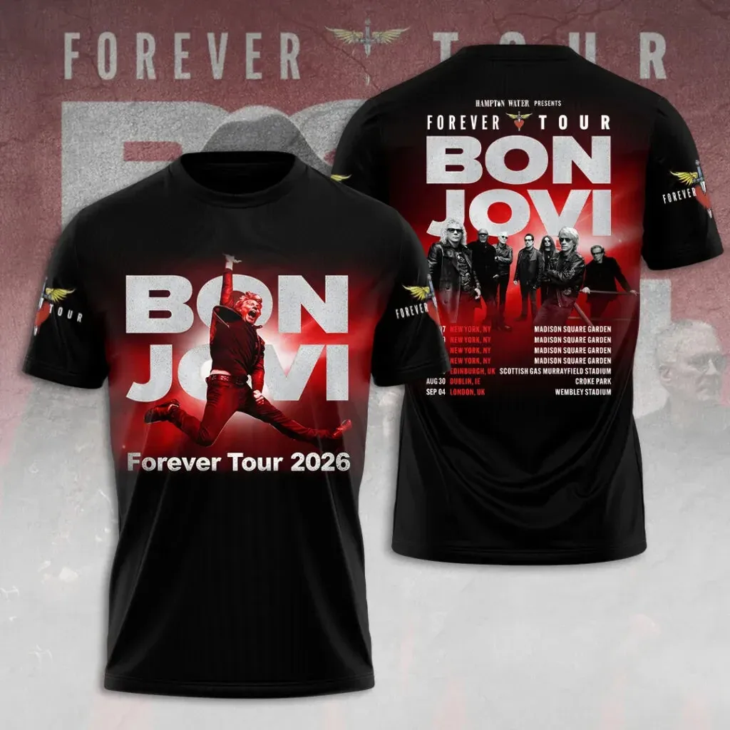 Bon Jovi 3D Apparel camiseta gira 2026
