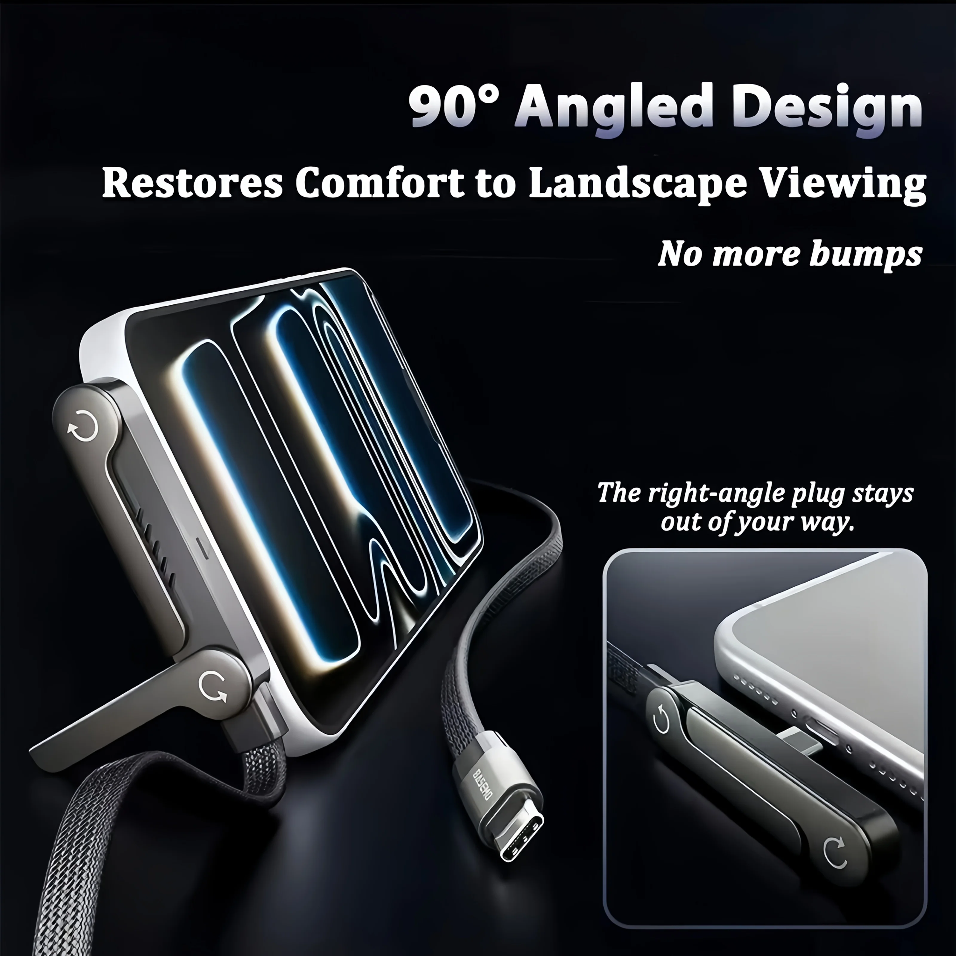 Foldable Charging Cable With Integrated Stand Fast Charging Cable Phone Tablet 240W Ultra-Fast Data Cable Phone Holder