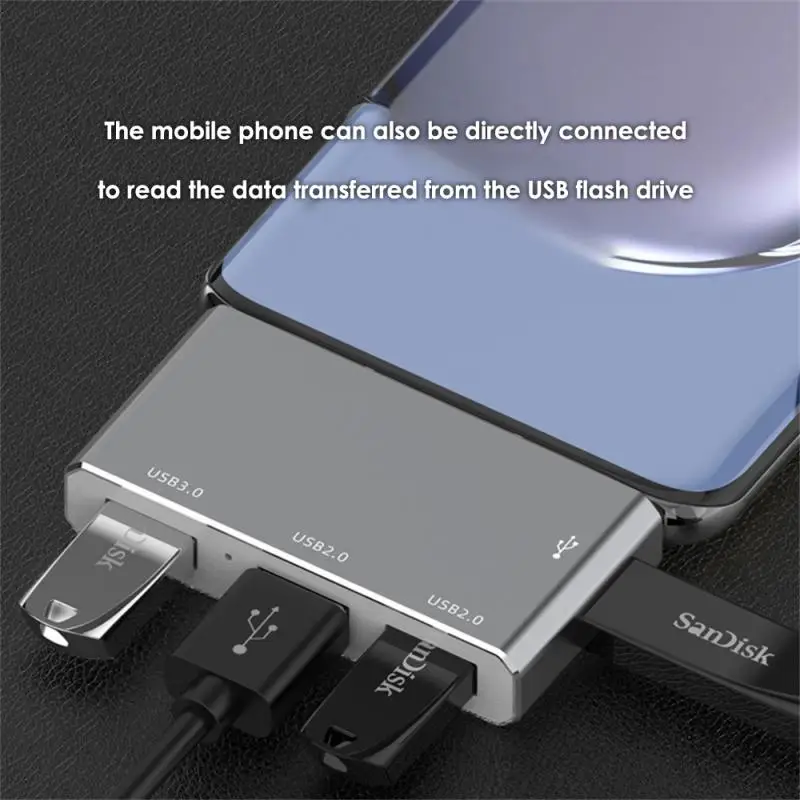 RYRA USB 3.0 Type C Hub 4 In 1 Multi -port Docking Station Splitter Mini Zinc Alloy USB 3.0 Hub High Speed Adapter For PC Laptop