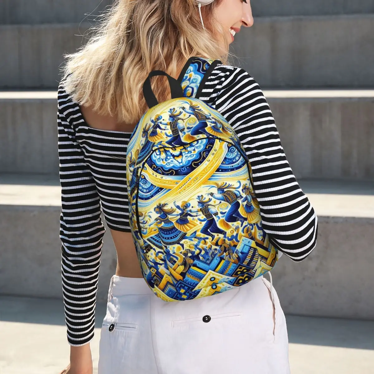 

Folk Dance Floral Design Student Backpack School Bag Hiking Travel Daypack for Men Women Bookbag Shoulder Bags