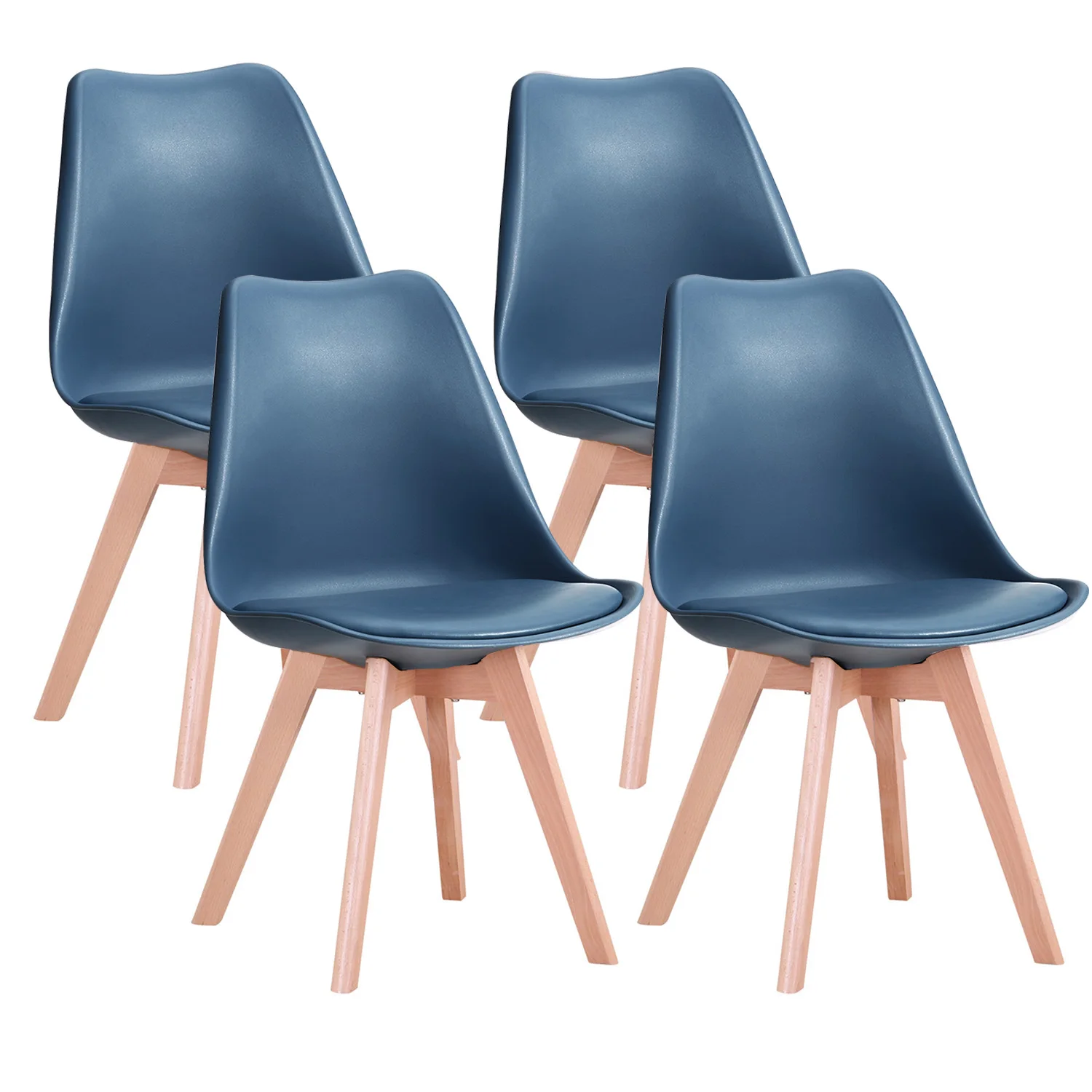 Set aus 4 / 6 Nordischen Esszimmerstühlen Bürostühle mit PU-Gepolstertem Sitz Buchenholzbeine Schreibtischstühle für Esszimmer Schlafzimmer Restaurant