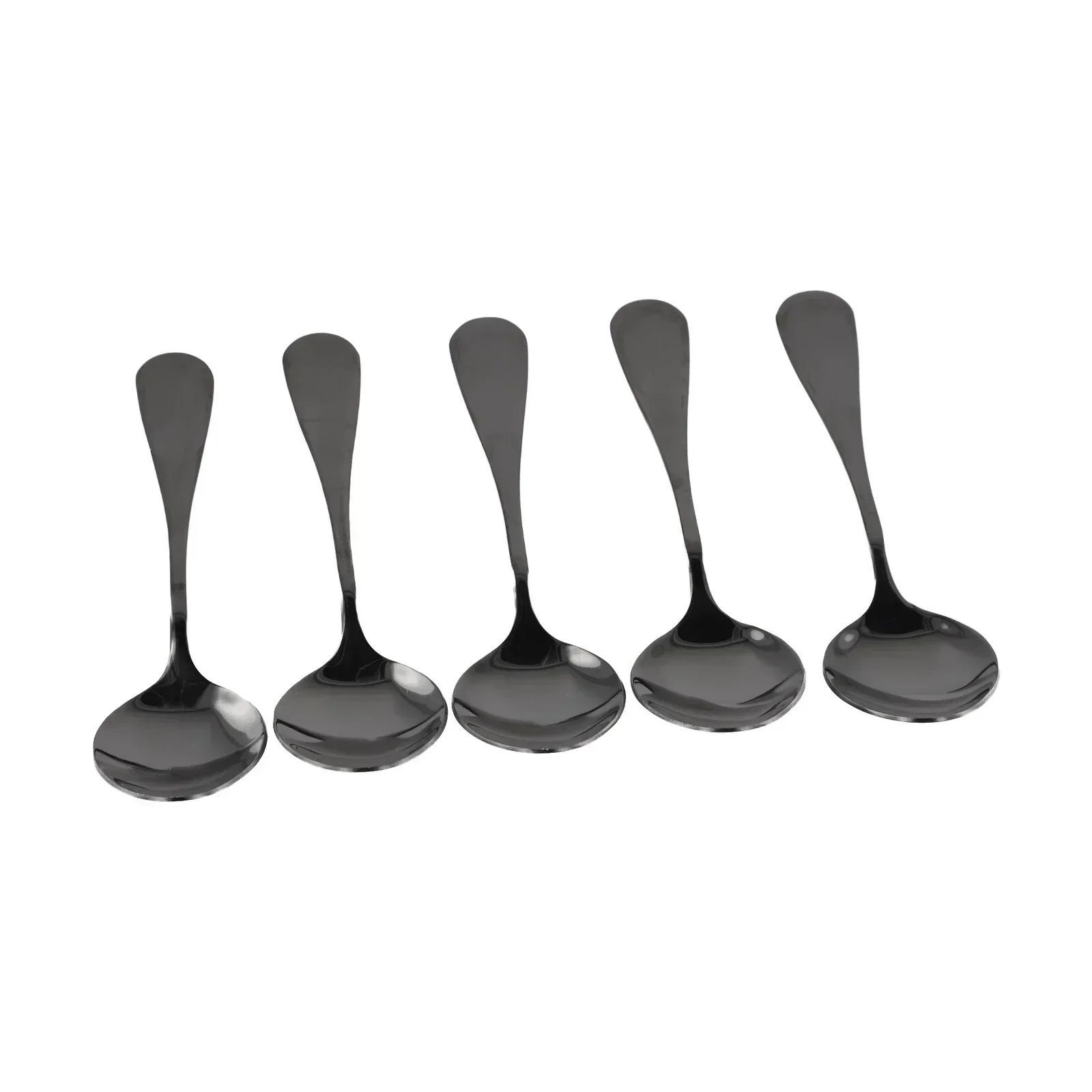 5pcs Teaspoons Stainless Steel Spoons Coffee Tea Spoon Black Tools For Kitchen Dining Coffee Bar Dessert Shop Restaurant