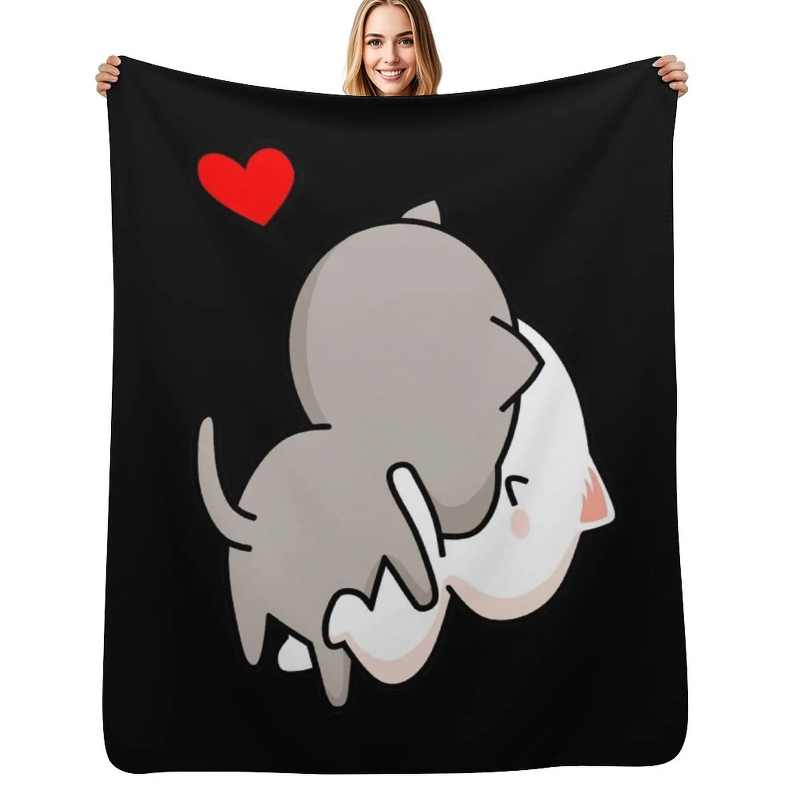 

Peach Cat and Goma The Kiss Throw Blanket Plush Fuzzy Cozy Blanket for Couch Sofa