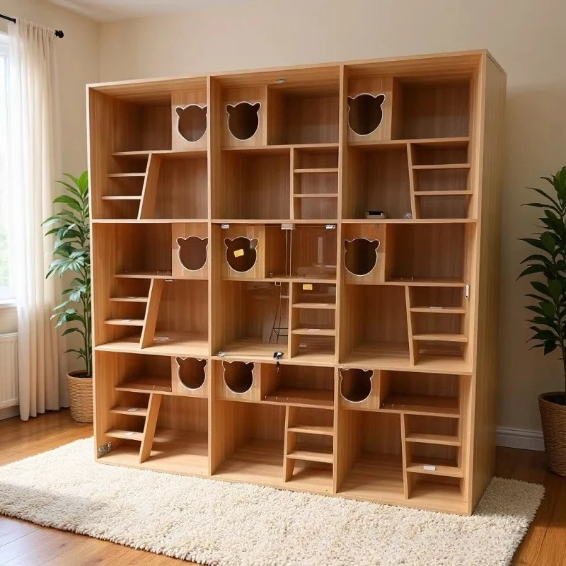 

cage display cabinet villa house breeding cage cabinet solid wood three-layer foster cabinet room
