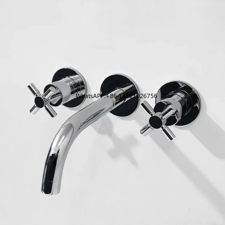 

High Quality Double Handles Antique Wall Mounted Brass Gold Black Colors Two Handle Basin Mixer Taps Faucet