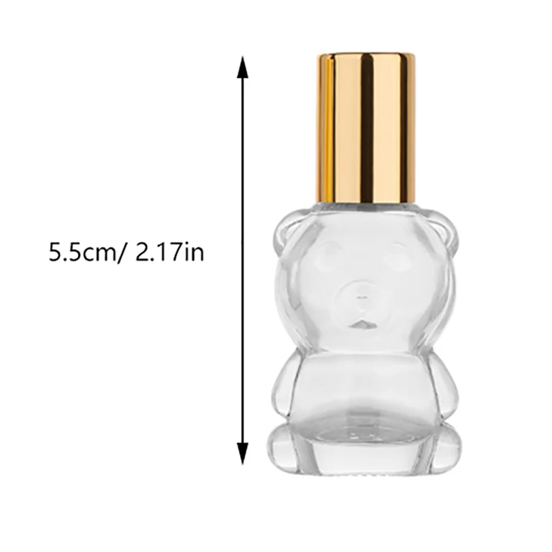 8ML Small Bear Glass Roller Essential Oil Perfume Bottles Travel Refillable Roller Ball Vial Cosmetics Dispensing Container