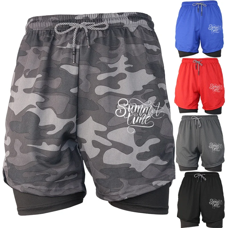 

Мужские спортивные шорты с принтом паука 2 в 1, компрессионные шорты для тренировок, повседневные спортивные шорты для бега в тренажерном зале