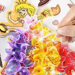 DIY Painting Sticker Craft Toys Kid Art Girls Poking Princess Handmade Educational Magical Children Gifts